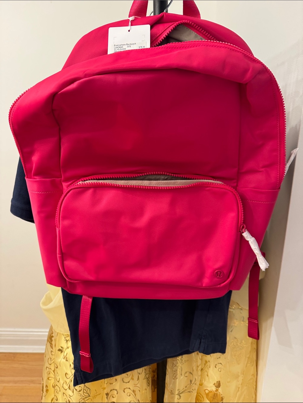 lululemon bright pink backpack with logo patch everywhere backpack - Picture 6 of 7